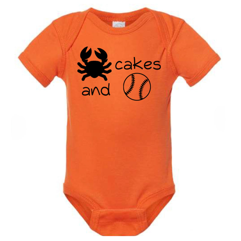 Crab Cakes and Baseball Orange Onesie