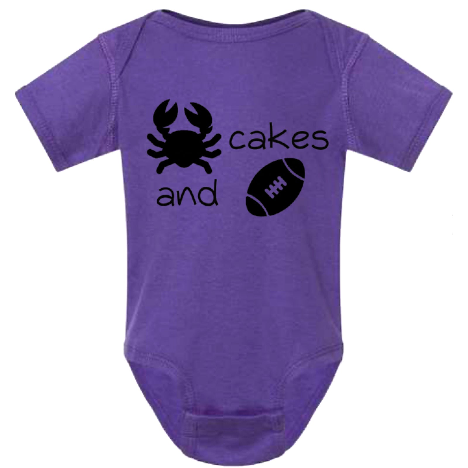 Crab Cakes and Football Purple Onesie