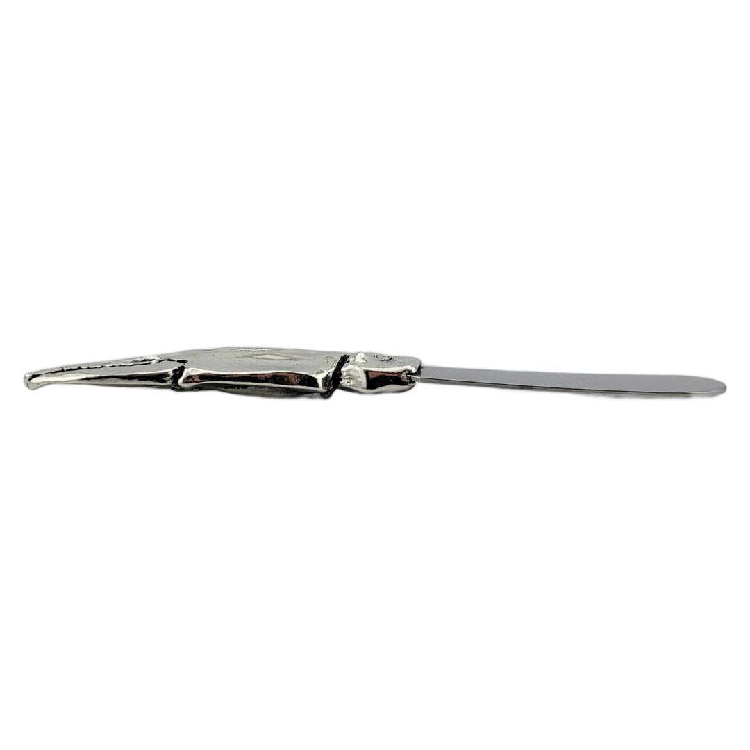 Crab Claw Spreader Knife Pewter Side View