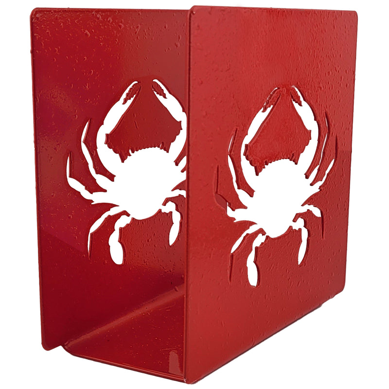 laser cut crab steel napkin holder red angled