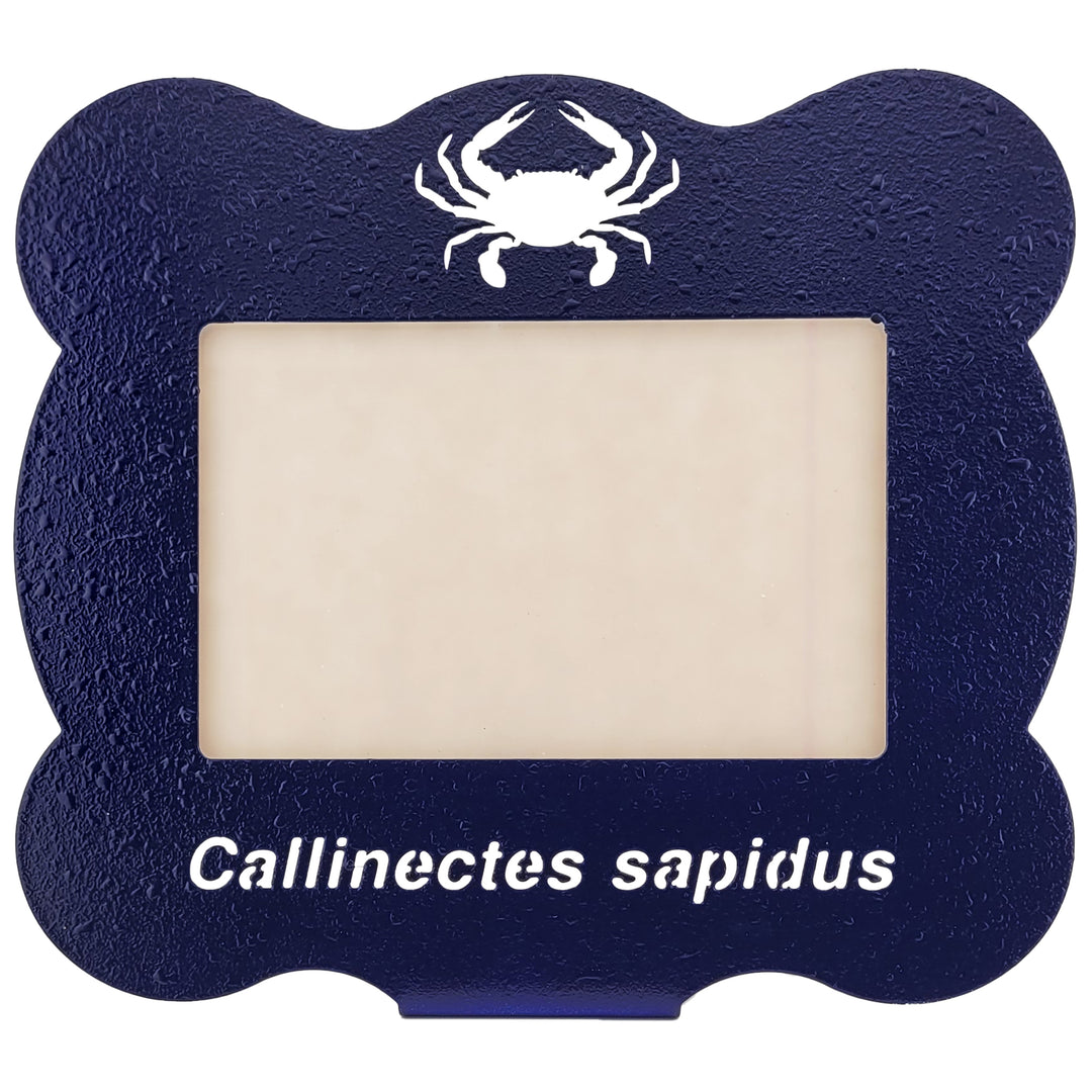 laser cut crab steel picture frame blue color