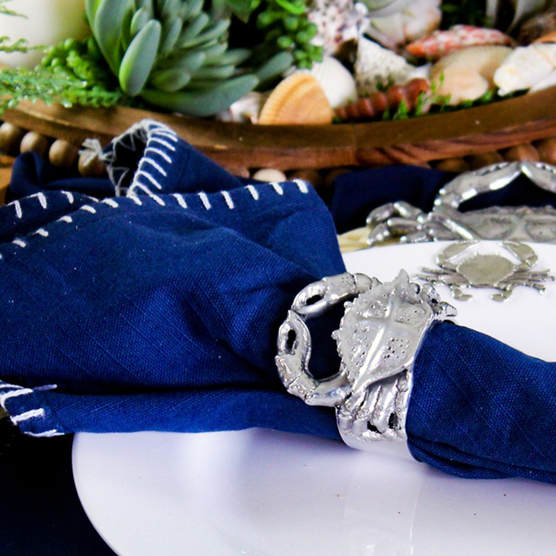 Crab Napkin Rings Set of 4 Sand-Cast Aluminum