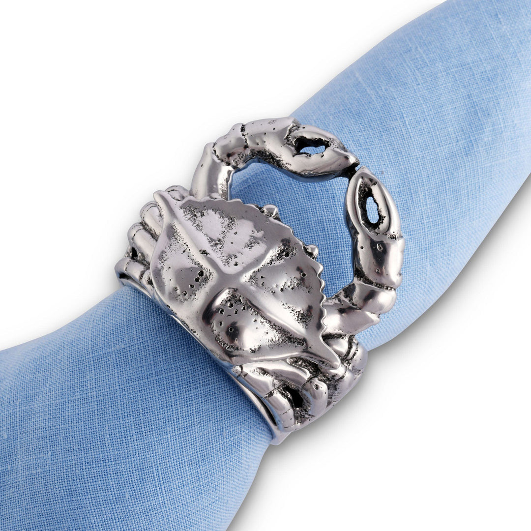 Crab Napkin Rings Set of 4 Sand-Cast Aluminum