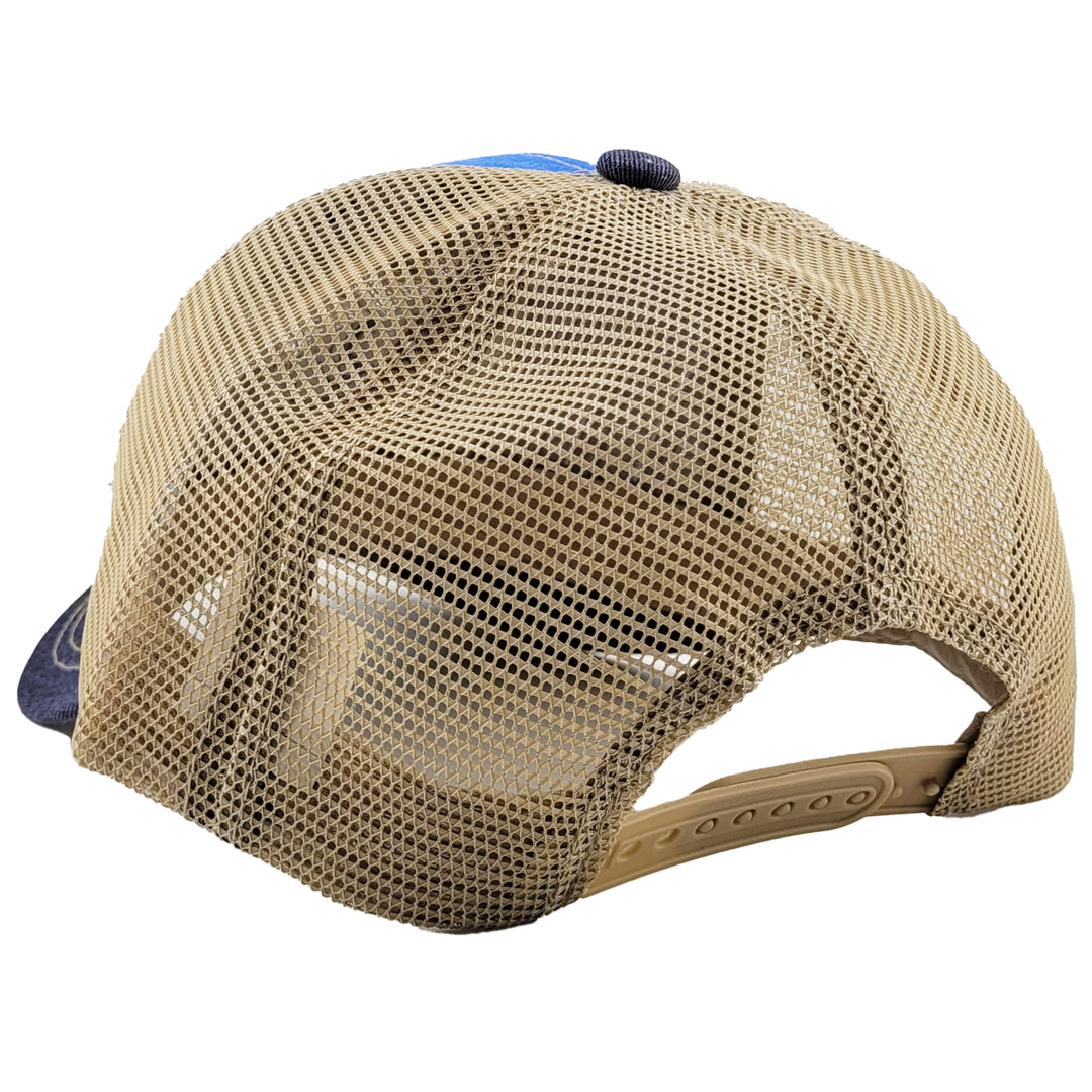 crab patch baseball hat blue color with mesh back rear view