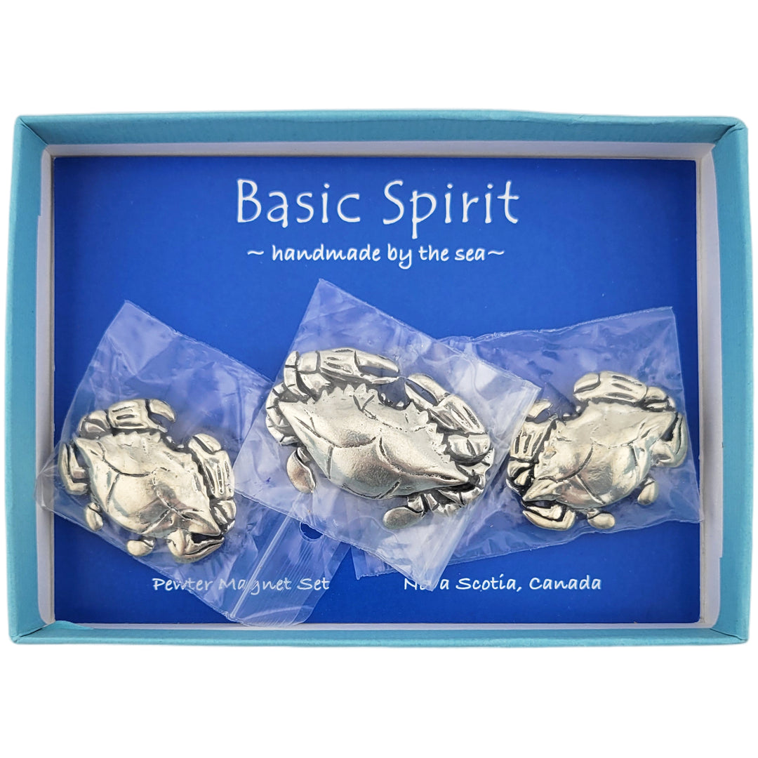 Crab Pewter Magnets Boxed Set of 3