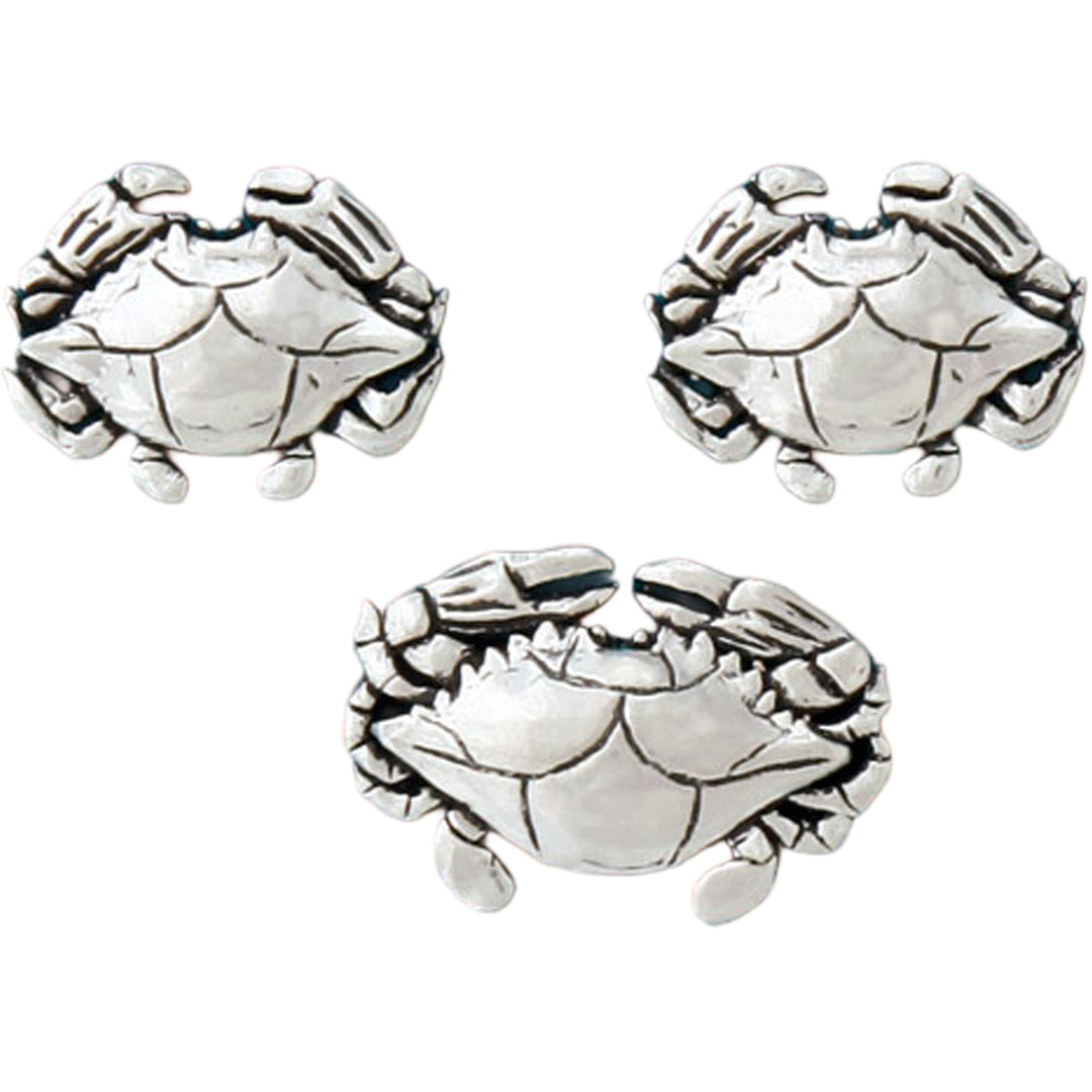 Crab Pewter Magnets Boxed Set of 3