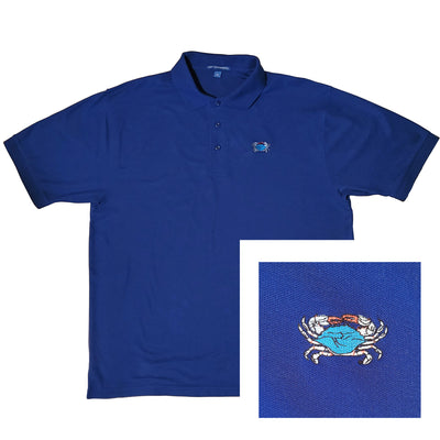 Blue Crab Embroidered Polo Shirt