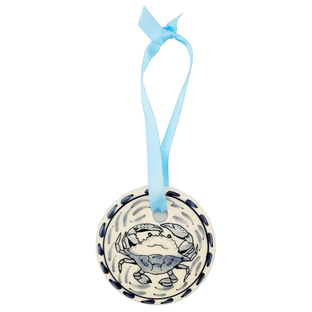 crab pottery round ornament hanging