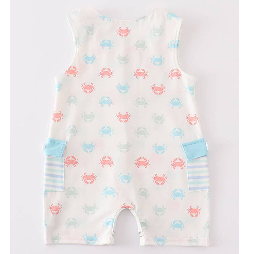 Crab Print Sleeveless Baby Romper (back)