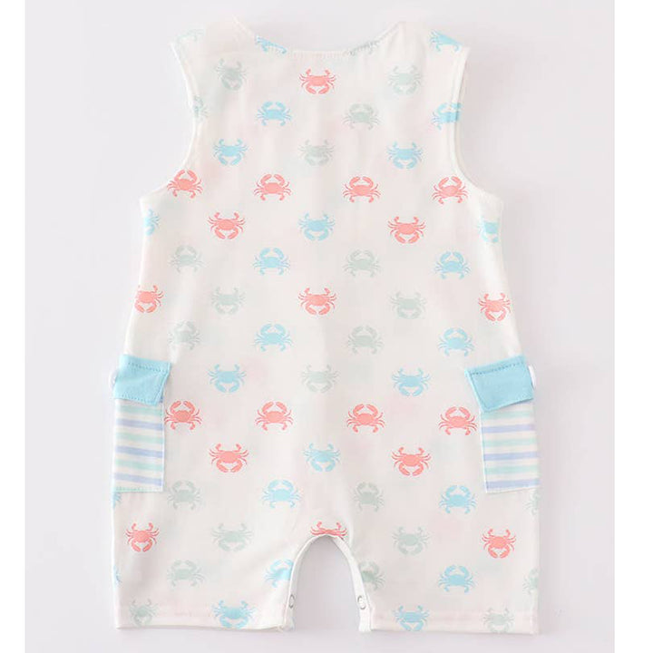 Crab Print Sleeveless Baby Romper (back)