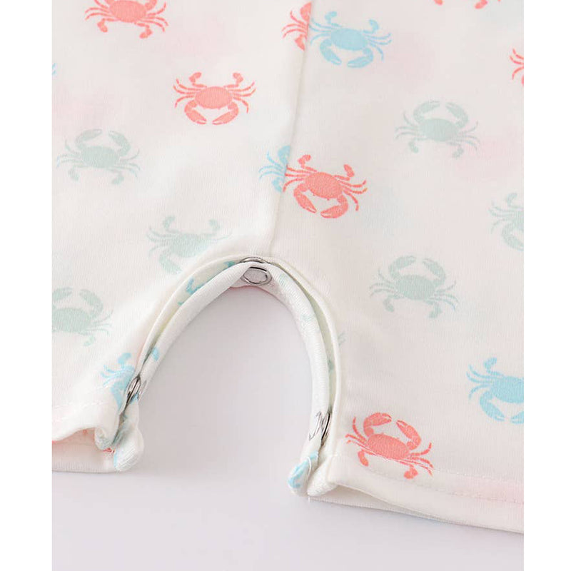 Crab Print Sleeveless Baby Romper (snaps)
