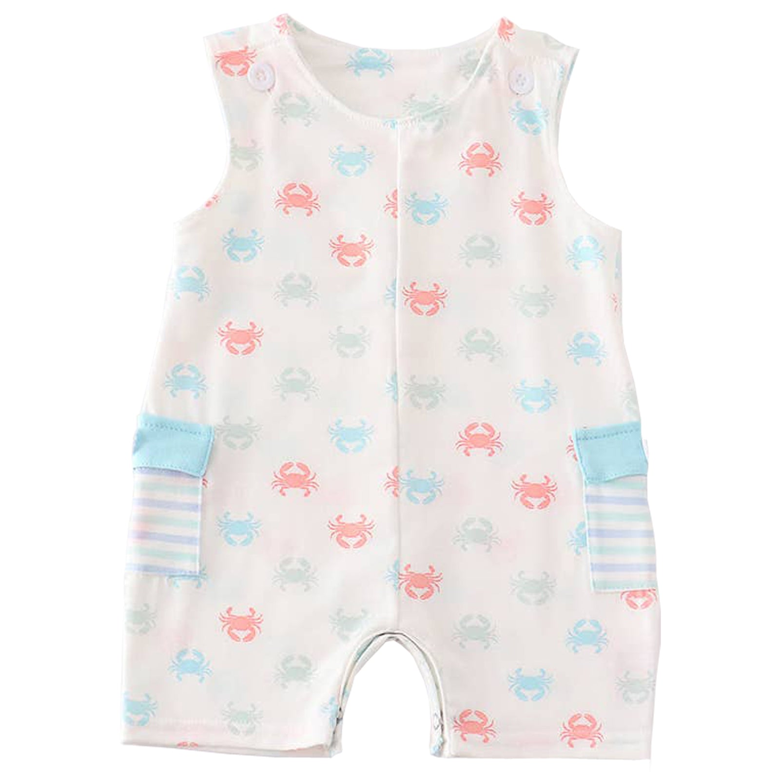 Crab Print Sleeveless Baby Romper