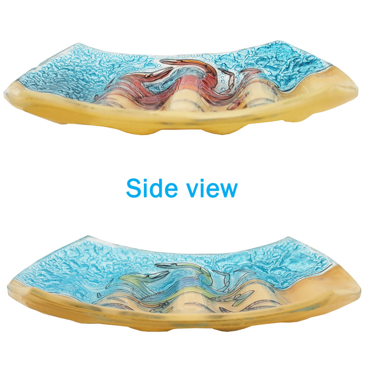 Crab at the Beach Glass Soap Dish - Side View