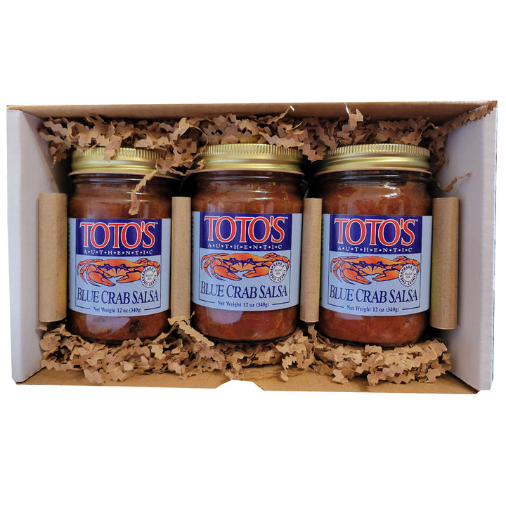 crab salsa original blue three jar gift box