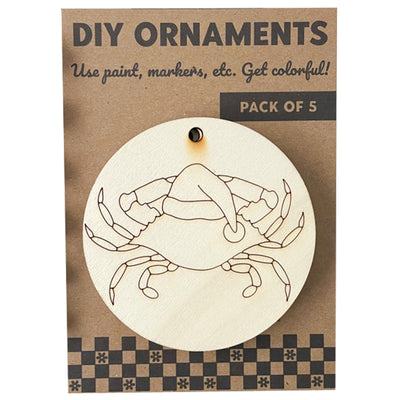 DIY Crab Santa Claws Set of 5 Wood Ornaments