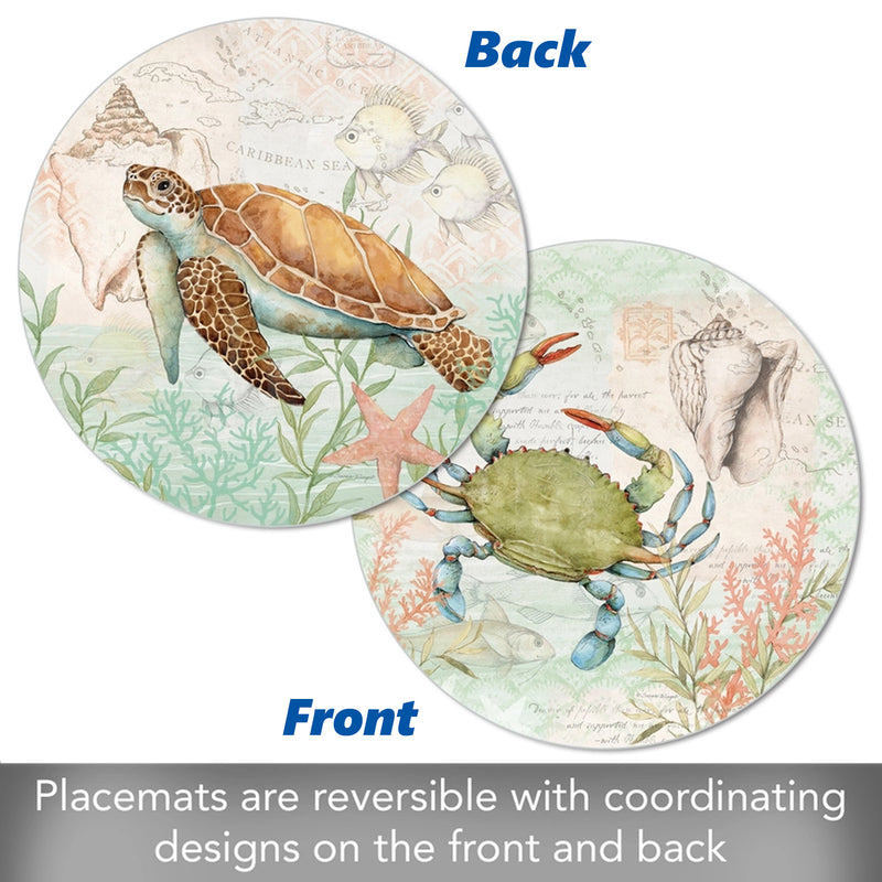 Blue Crab and Sea Turtle Reversible Placemat Details