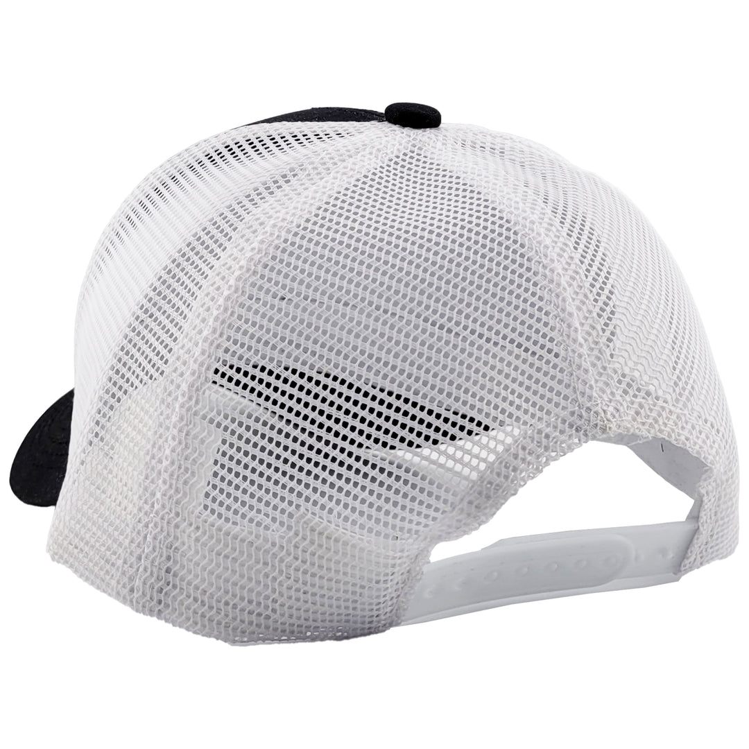 crab silhouette mesh back baseball hat in black color back view