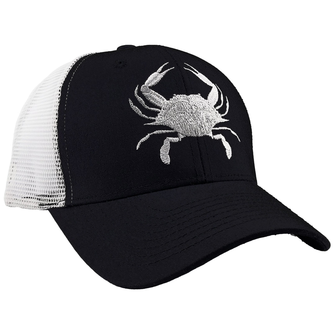 crab silhouette mesh back baseball hat in black color 