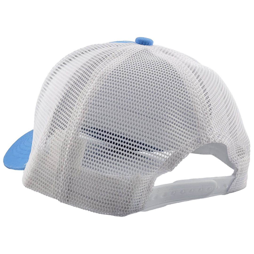 crab silhouette mesh back baseball hat in blue color back view