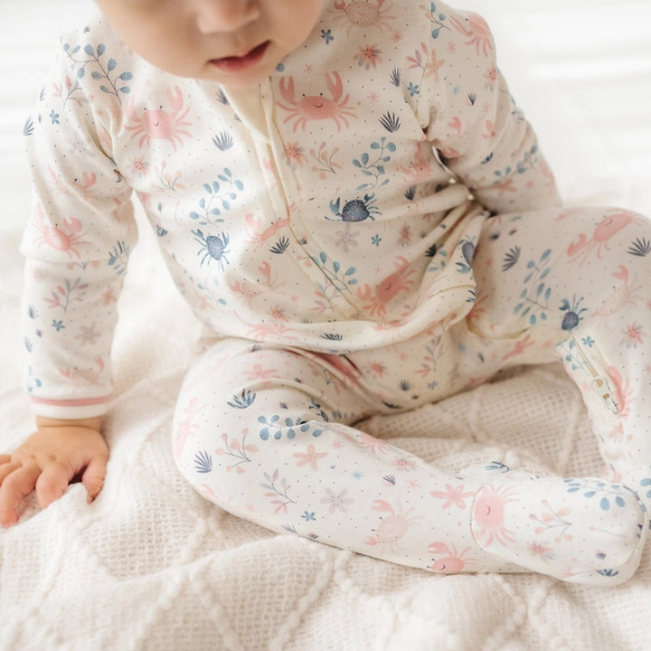 Crabby Cove Zip Footie Dusty Rose