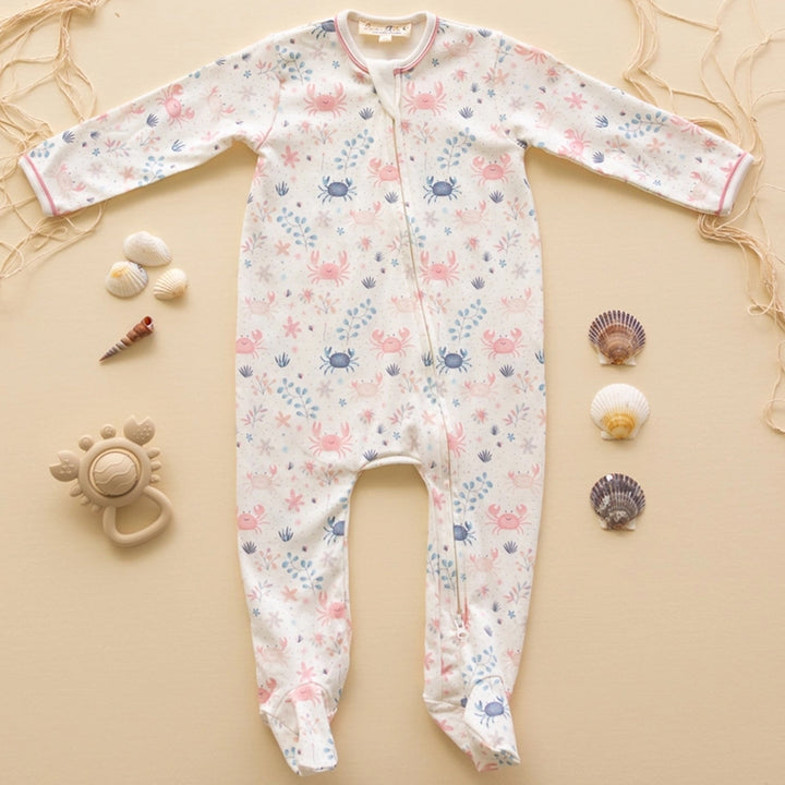 Crabby Cove Zip Footie Dusty Rose