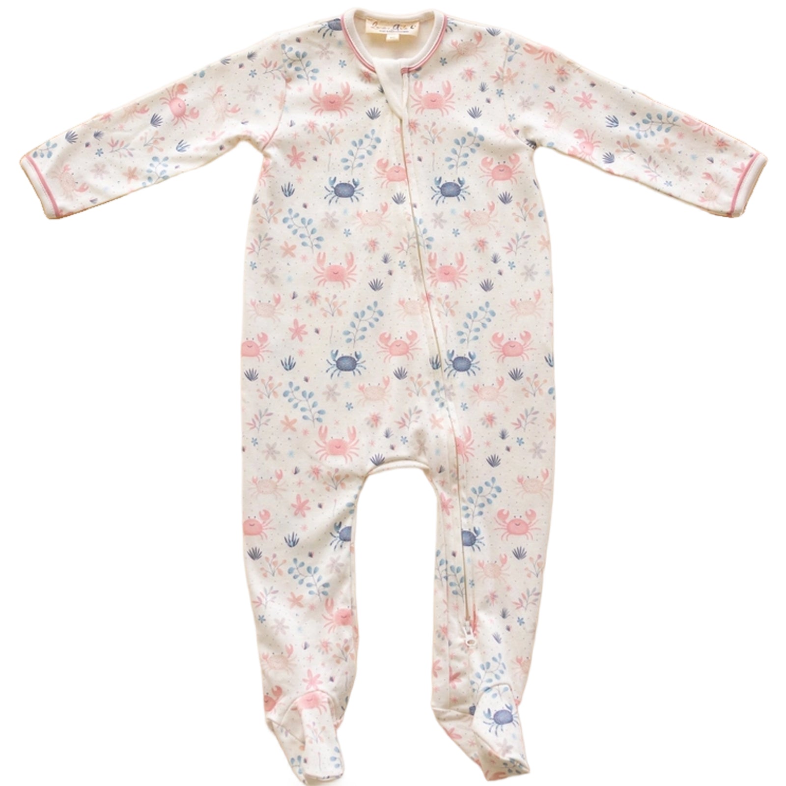 Crabby Cove Zip Footie Dusty Rose