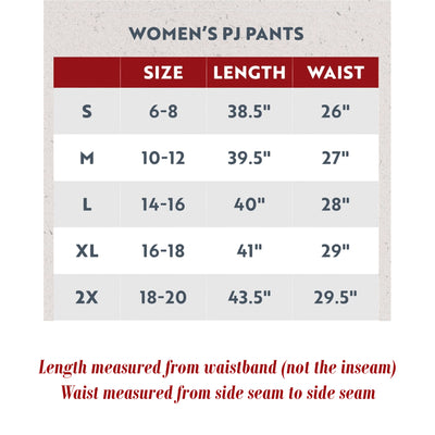 Crabby In The Morning Women's Pajama Pants Size Chart