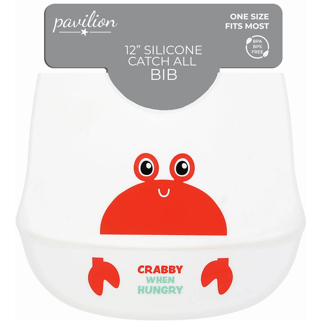 Silicone bib with crab design and &