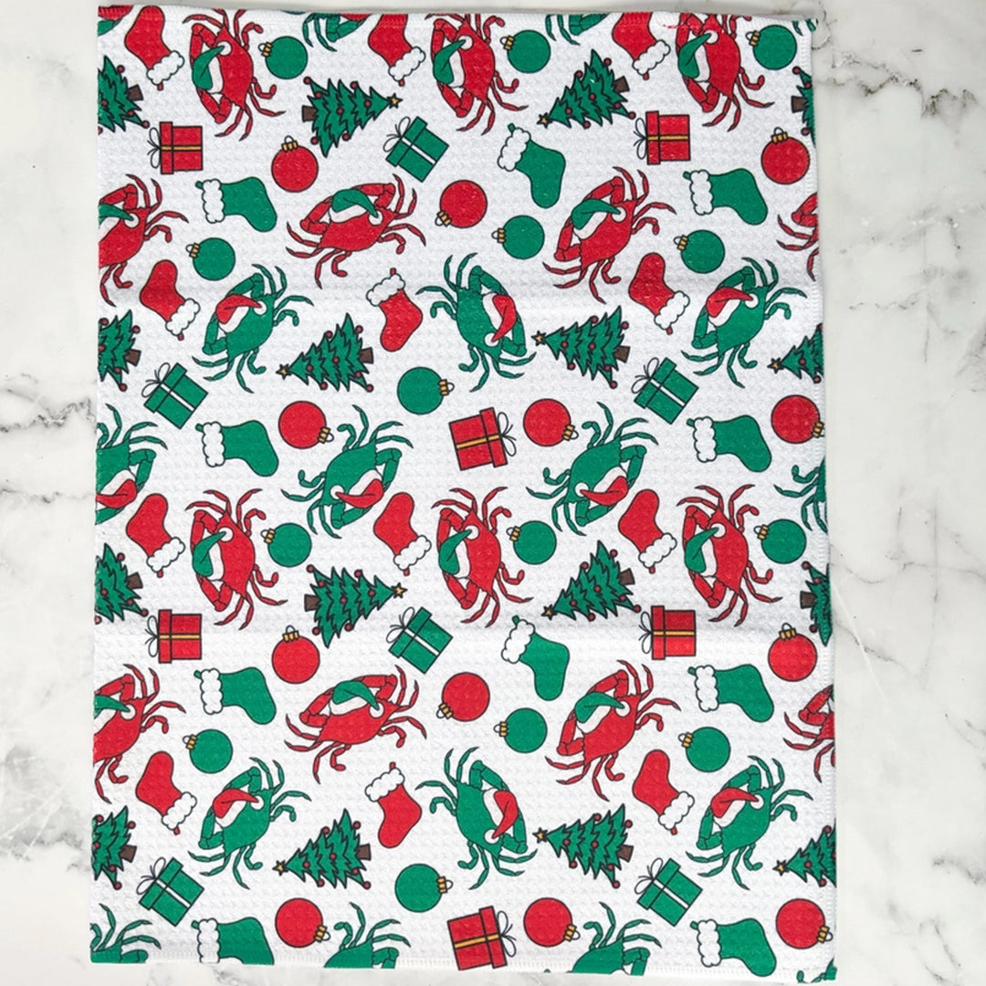 Crabby Christmas Kitchen Towel