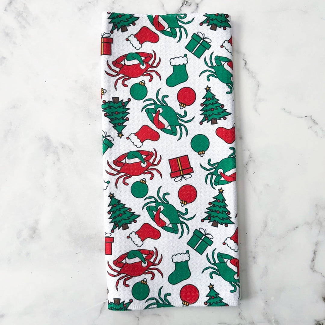 Crabby Christmas Kitchen Towel