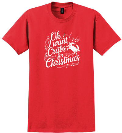 crabs for Christmas short sleeve red tshirt