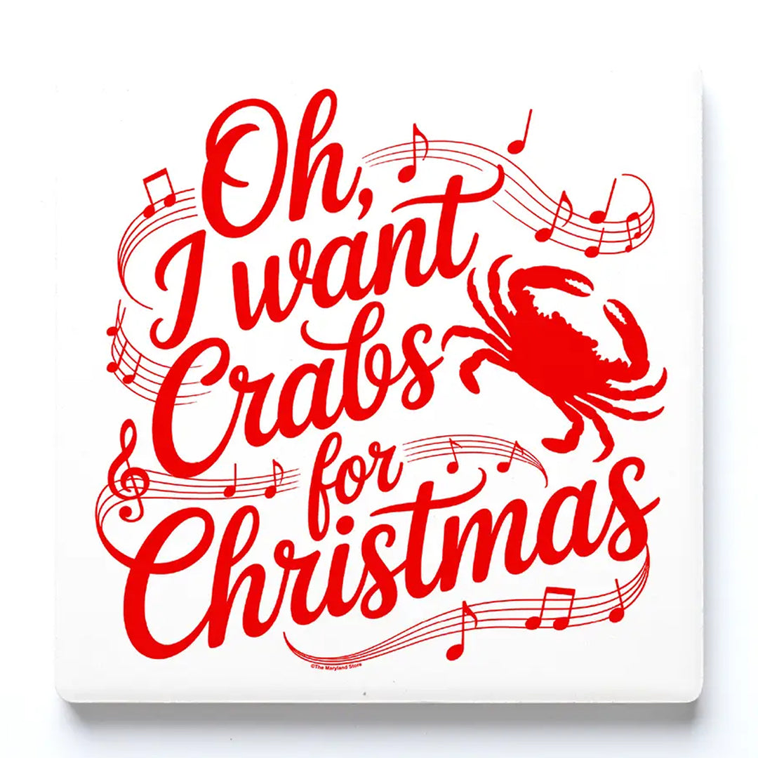 Crabs For Christmas Ceramic Drink Coaster.