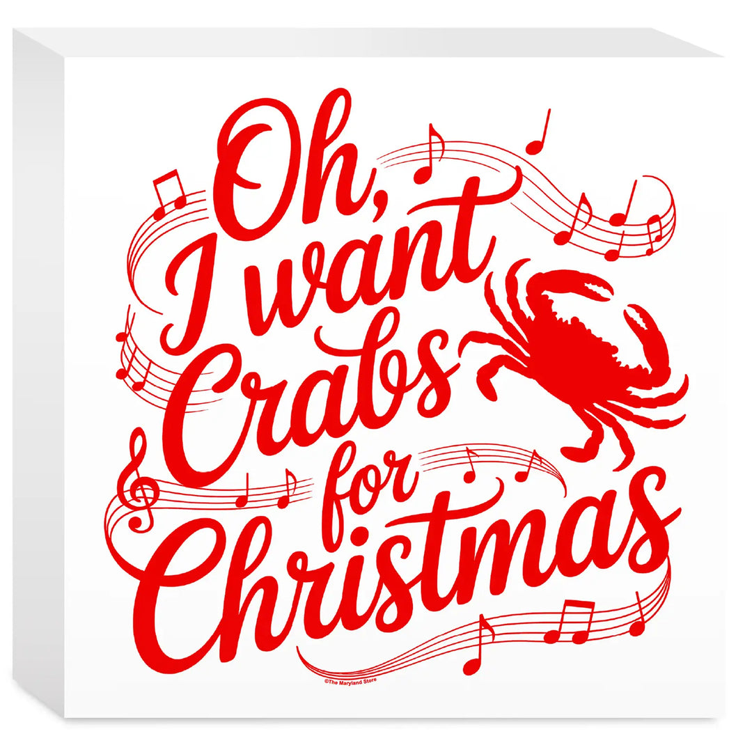 Crabs For Christmas 5" Wood Box Sign.