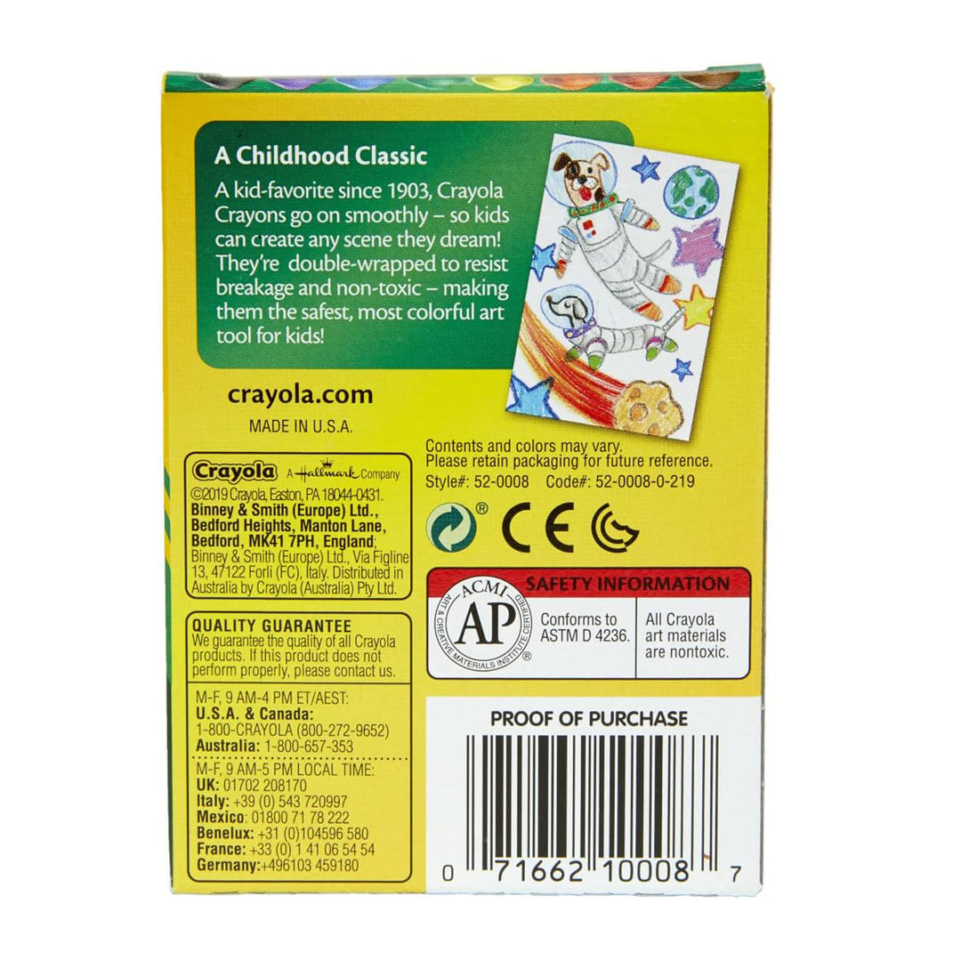 Crayola Crayons 8 Pack Tuck Box Back
