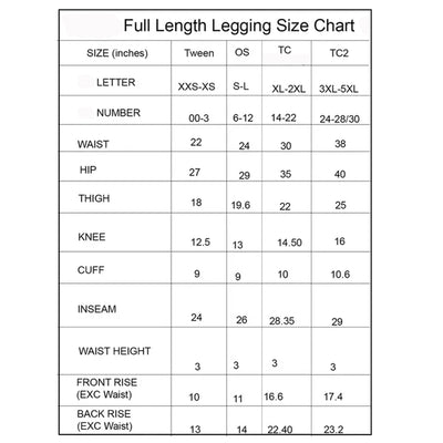 Crazy Crab Crimson Leggings with Pockets (numerical size chart)