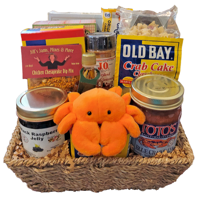 Deluxe Taste Of Maryland Gift Basket - Maryland products in a square  seagrass basket