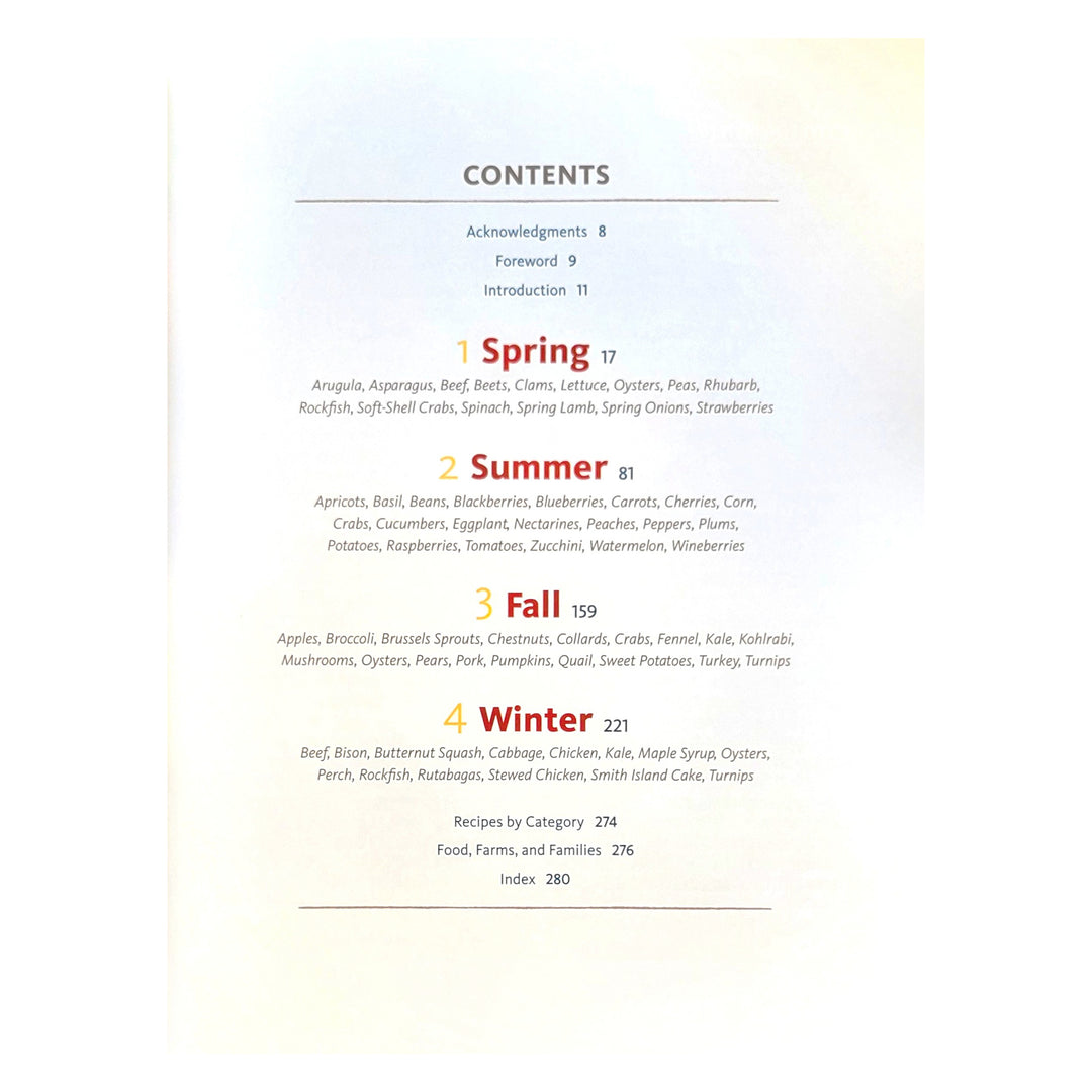 Dishing Up Maryland Cookbook - Contents Page