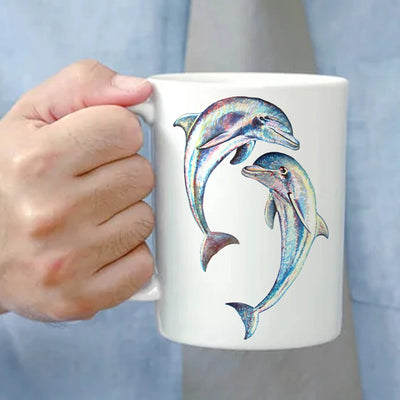 Happy Dolphins Watercolor Art Mug