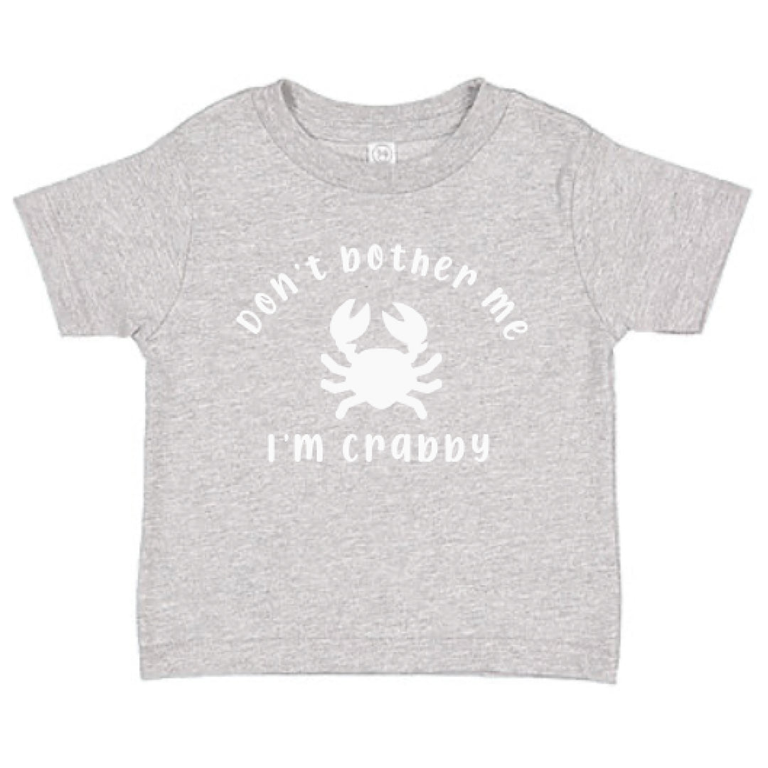 Gray t-shirt with white crab graphic and Don&