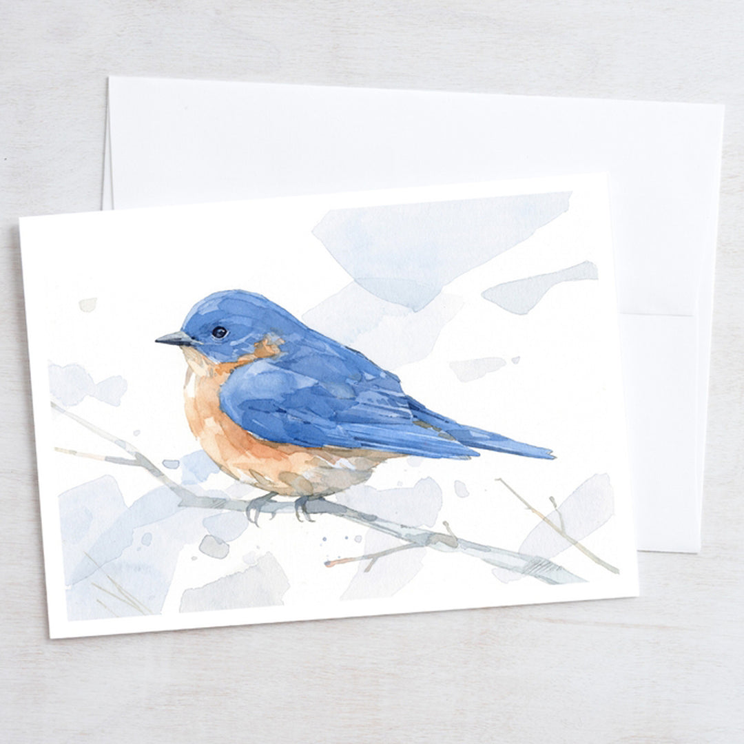 Eastern Bluebird Watercolor Art 5"x7" Notecard