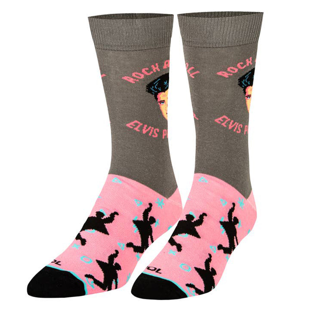 Elvis Rock and Roll Pink/Gray Socks
