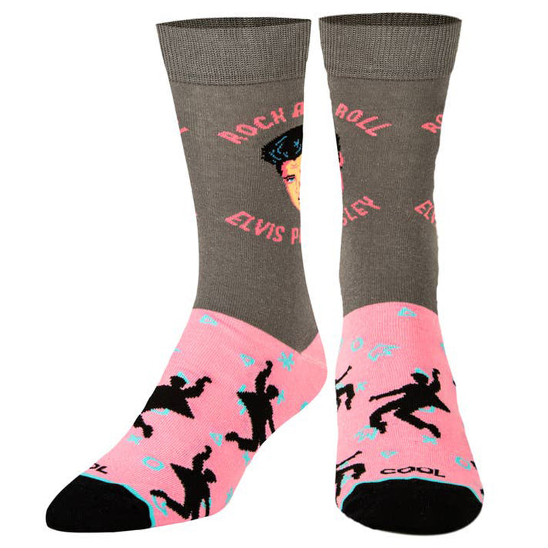 Elvis Rock and Roll Pink/Gray Socks