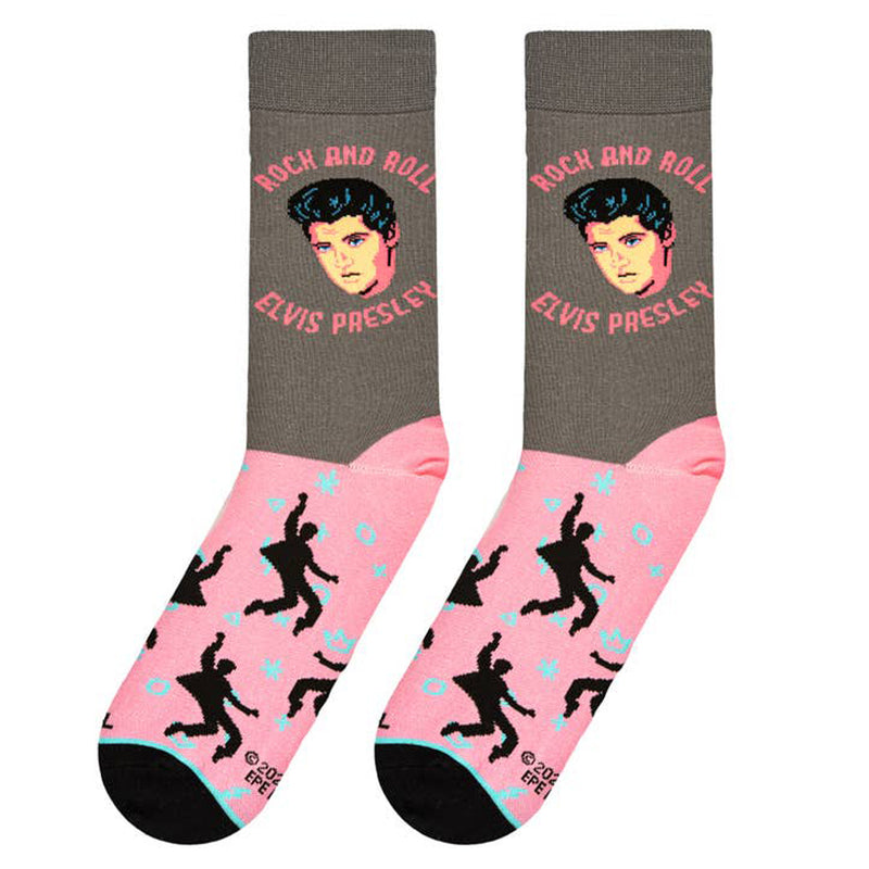 Elvis Rock and Roll Pink/Gray Socks
