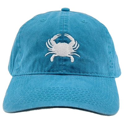 embroidered white crab hat aqua color