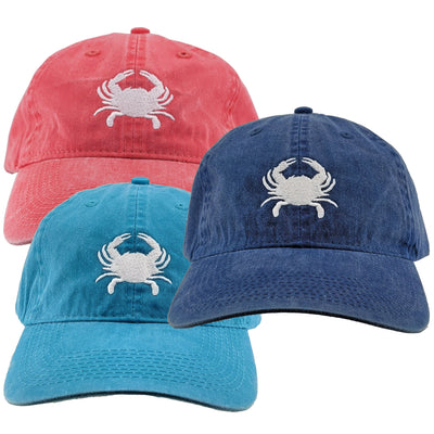 embroidered white crab hat assorted colors collage