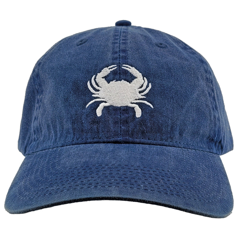 embroidered white crab hat navy color