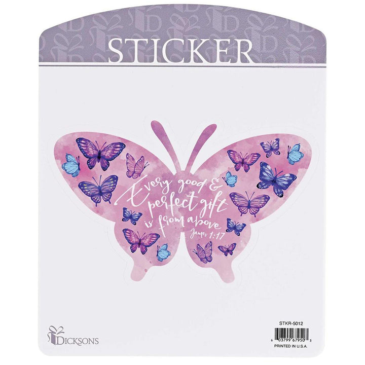 Every Good &amp; Perfect Gift Is From Above Butterfly Vinyl Sticker Packaging