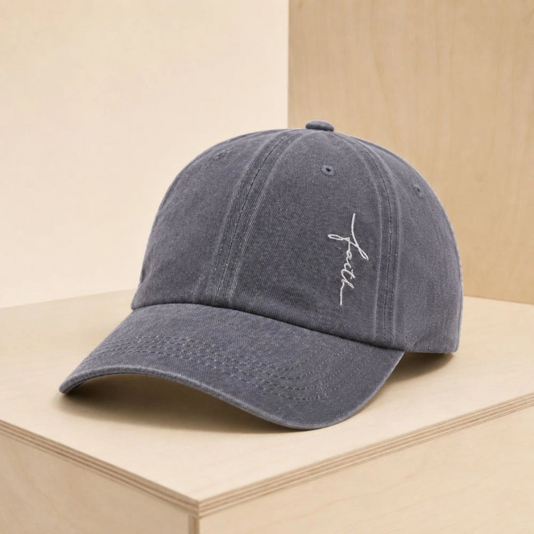 Faith Christian Themed Gray Baseball Hat.