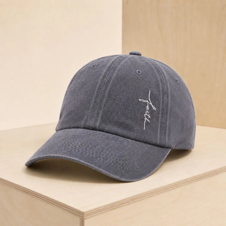 Faith Christian Themed Gray Baseball Hat.