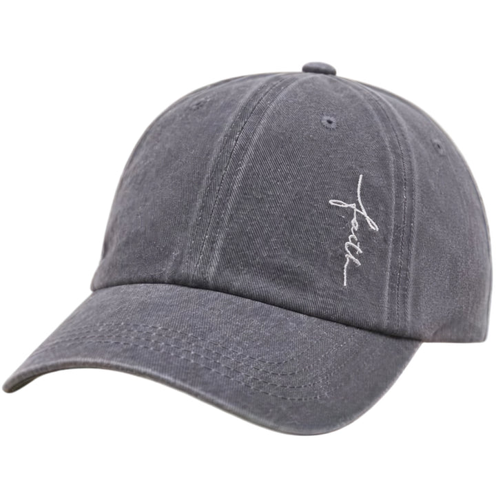 Faith Christian Themed Gray Baseball Hat.